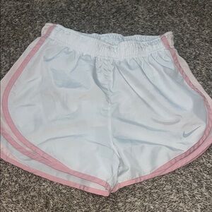 Women's White and Pink Nike Shorts